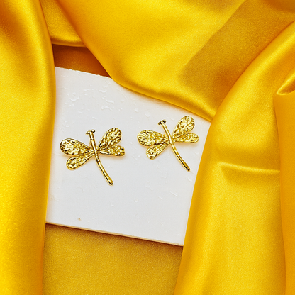 Gold Dragonfly Earrings - Earrings - 18k Gold Plated Waterproof Jewellery - Collection 9