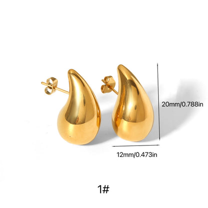 Gold Teardrop Stud Earrings - - 18k Gold Plated Waterproof Jewellery - Collection 9