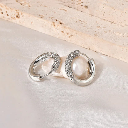 Golden and Silver Crystal Hoop Earrings - Earrings - 18k Gold Plated Waterproof Jewellery - Collection 9