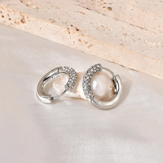 Golden and Silver Crystal Hoop Earrings - Earrings - 18k Gold Plated Waterproof Jewellery - Collection 9