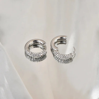 Golden and Silver Crystal Hoop Earrings - Earrings - 18k Gold Plated Waterproof Jewellery - Collection 9
