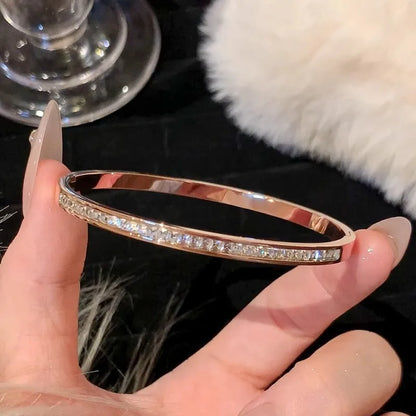 Gold Crystal Rhinestone Bangle - Bracelet - 18k Gold Plated Waterproof Jewellery - Collection 9