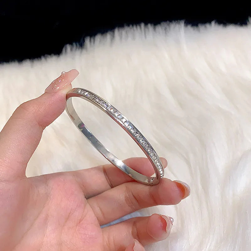 Gold Crystal Rhinestone Bangle - Bracelet - 18k Gold Plated Waterproof Jewellery - Collection 9