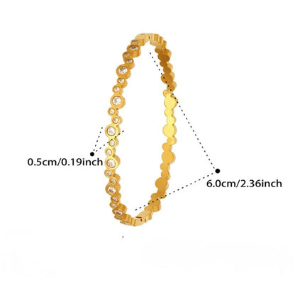 Gold Beaded Bangle with Zircon Stones - Bangle - 18k Gold Plated Waterproof Jewellery - Collection 9