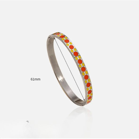Colorful Geometric Enamel Bangle Bracelet - Bangle - 18k Gold Plated Waterproof Jewellery - Collection 9