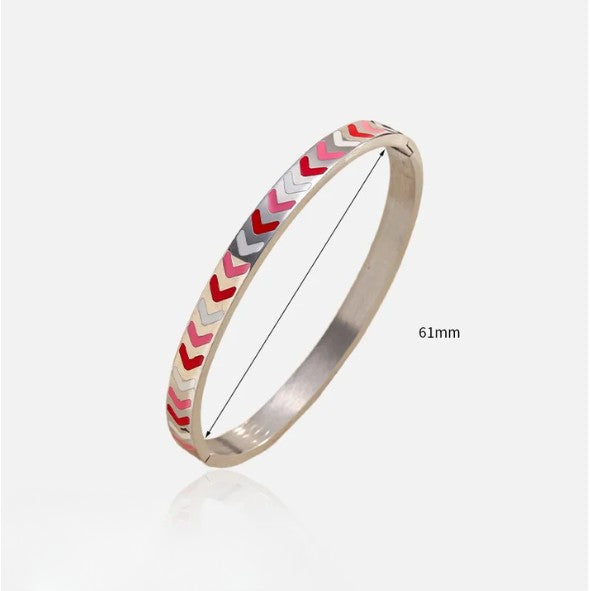 Colorful Geometric Enamel Bangle Bracelet - Bangle - 18k Gold Plated Waterproof Jewellery - Collection 9