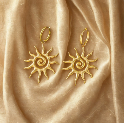 Gold Sun Drop Earrings - Jewelry - 18k Gold Plated Waterproof Jewellery - Collection 9