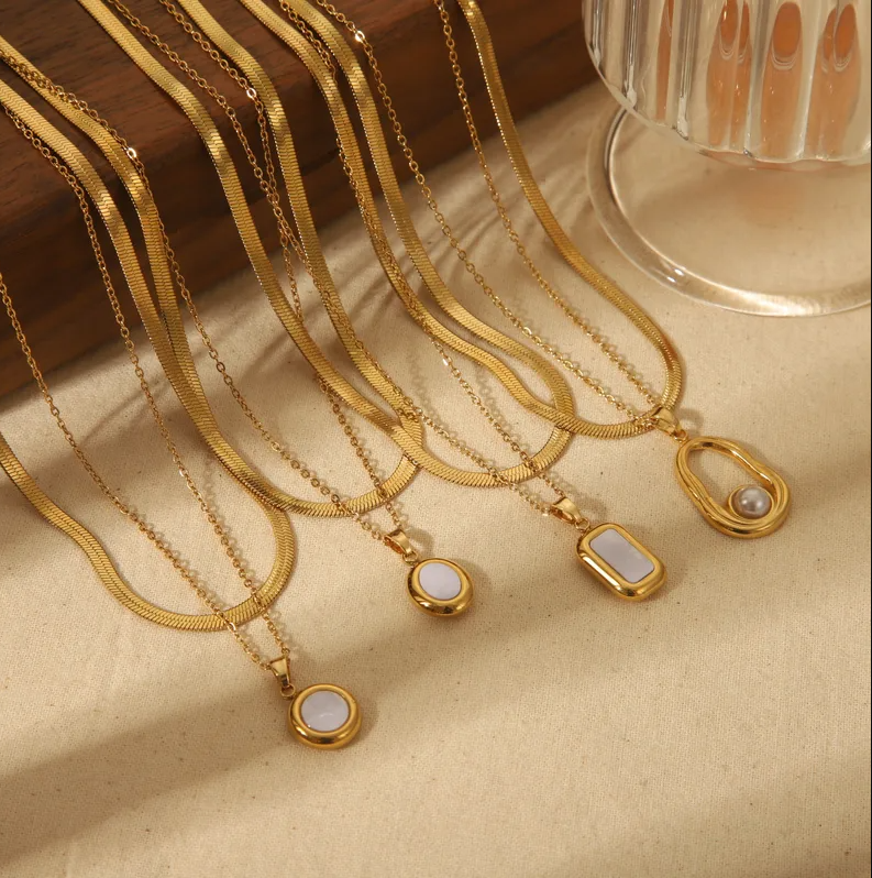 Gold White Pearl Pendant Necklace - Jewelry - 18k Gold Plated Waterproof Jewellery - Collection 9