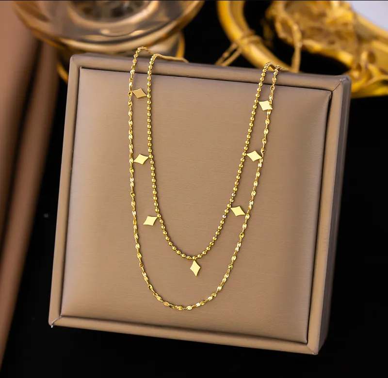 Gold Diamond Charm Layered Necklace - Jewelry - 18k Gold Plated Waterproof Jewellery - Collection 9