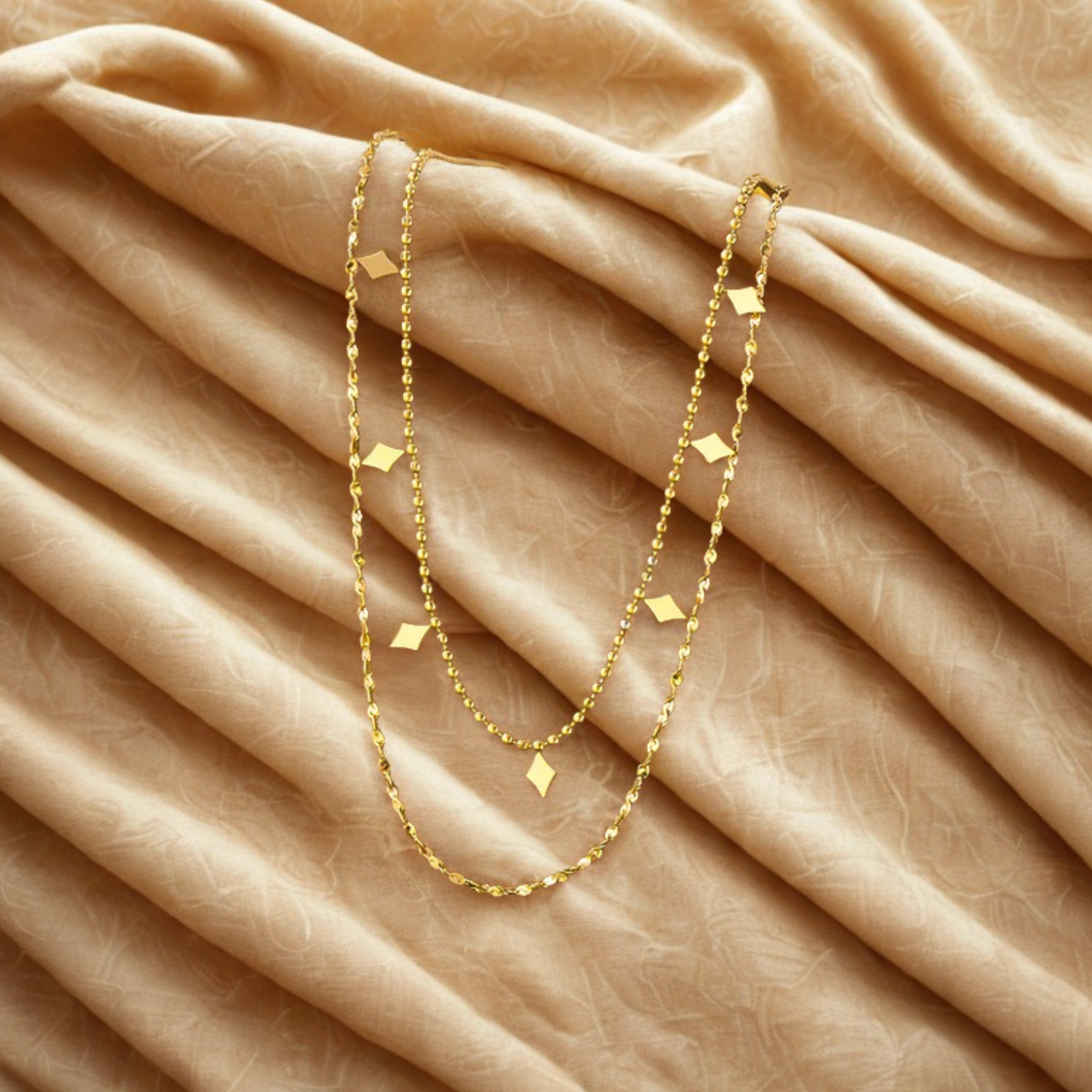 Gold Diamond Charm Layered Necklace - Jewelry - 18k Gold Plated Waterproof Jewellery - Collection 9