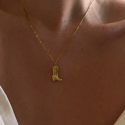 Gold Cowboy Boot Chain Necklace - Jewelry - 18k Gold Plated Waterproof Jewellery - Collection 9