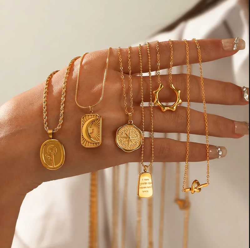 Gold Compass Star Medallion Necklace - Jewelry - 18k Gold Plated Waterproof Jewellery - Collection 9