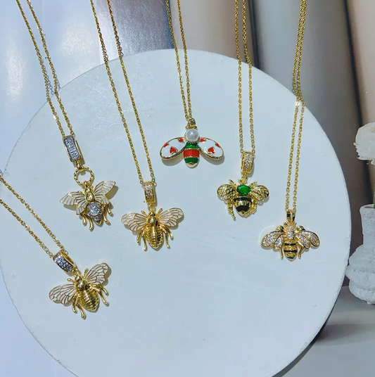 Gold Crystal Bee Pendant Necklace Collection - Jewelry - 18k Gold Plated Waterproof Jewellery - Collection 9