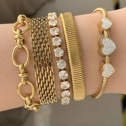 Gold Chain Layered Bracelet - Jewelry - 18k Gold Plated Waterproof Jewellery - Collection 9