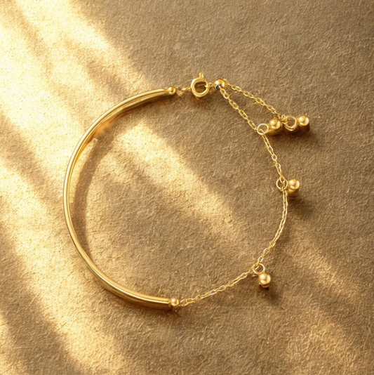 Gold Ball Charm Half Bangle Bracelet - Jewelry - 18k Gold Plated Waterproof Jewellery - Collection 9