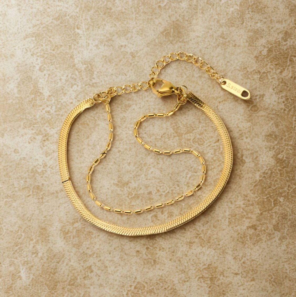 Gold Layered Chain Bracelet Set - Bracelet - 18k Gold Plated Waterproof Jewellery - Collection 9