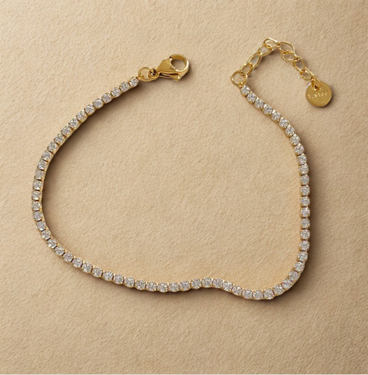 Gold Crystal Tennis Bracelet - Bracelet - 18k Gold Plated Waterproof Jewellery - Collection 9