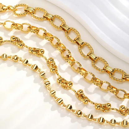 Gold Textured Chain Bracelet - Bracelet - 18k Gold Plated Waterproof Jewellery - Collection 9