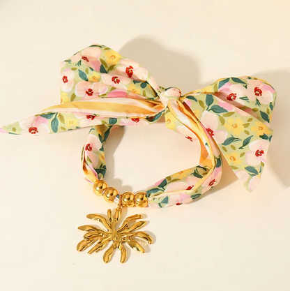Yellow Floral Gold Daisy Scarf Necklace - Jewelry - 18k Gold Plated Waterproof Jewellery - Collection 9