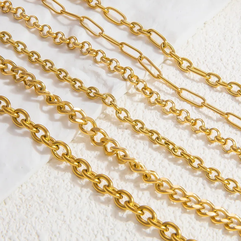 Gold Rolo Chain - Jewelry - 18k Gold Plated Waterproof Jewellery - Collection 9