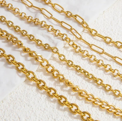 Gold Paperclip Chain - Jewelry - 18k Gold Plated Waterproof Jewellery - Collection 9