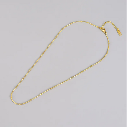 Gold Delicate Beaded Chain - Necklace - 18k Gold Plated Waterproof Jewellery - Collection 9