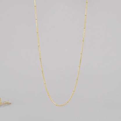 Gold Delicate Beaded Chain - Necklace - 18k Gold Plated Waterproof Jewellery - Collection 9