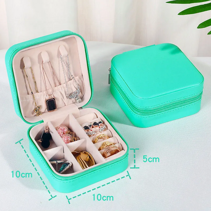 Turquoise Square PU Style Luxury Travel Jewellery Box - Jewellery Boxes - 18k Gold Plated Waterproof Jewellery - Collection 9