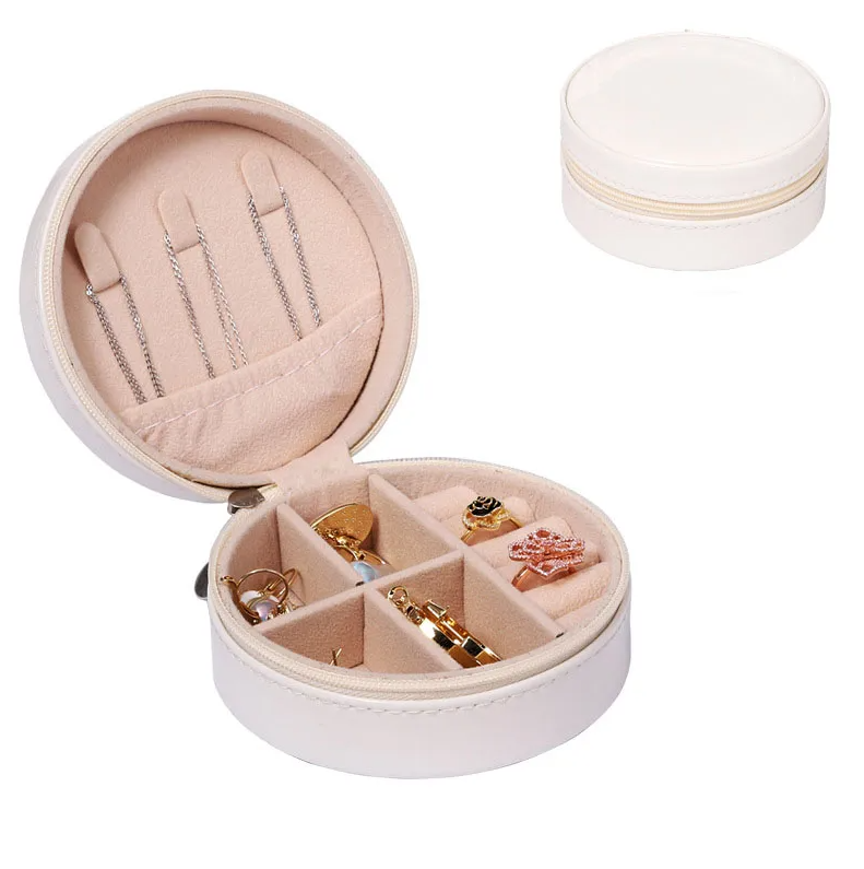 Mirror Shine White Round Luxury Travel Jewellery Box - Accessories - 18k Gold Plated Waterproof Jewellery - Collection 9