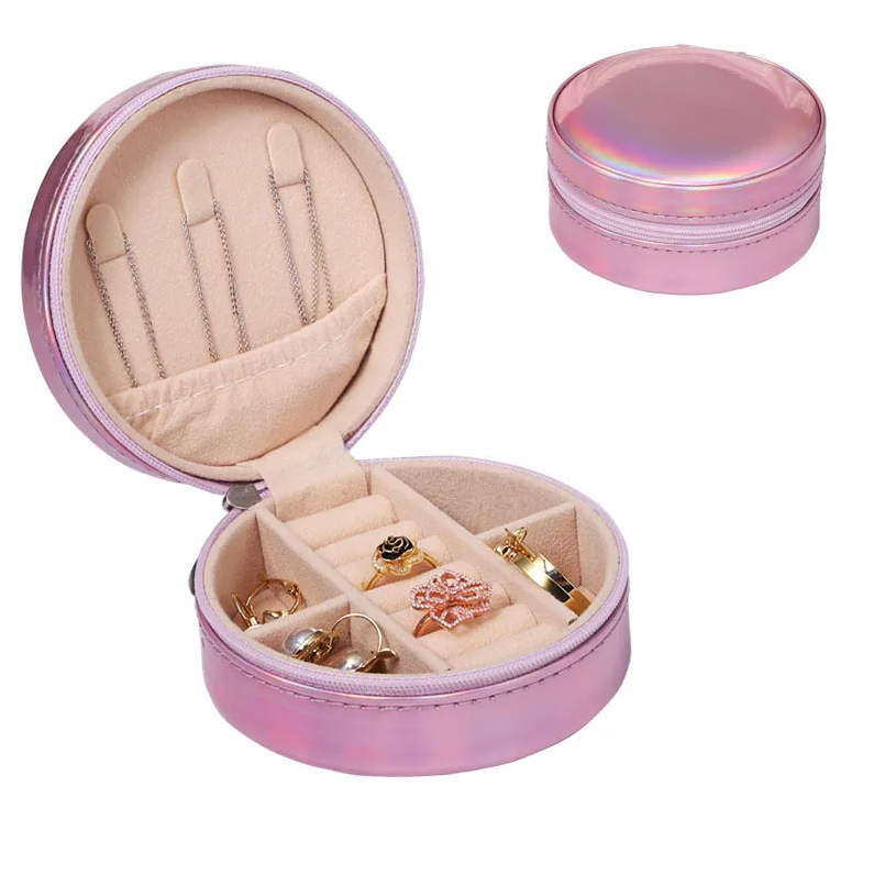 Mirror Shine Pink Round Luxury Travel Jewellery Box - Accessories - 18k Gold Plated Waterproof Jewellery - Collection 9