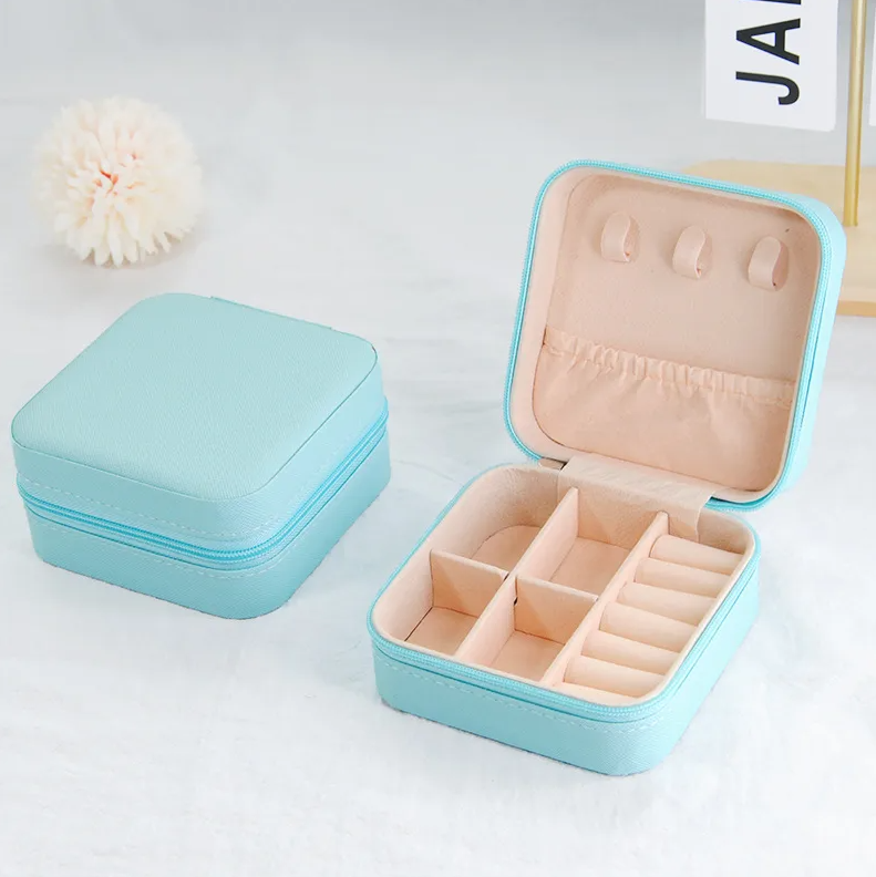 Light Blue Luxury Travel Jewellery Box - Jewellery Boxes - 18k Gold Plated Waterproof Jewellery - Collection 9