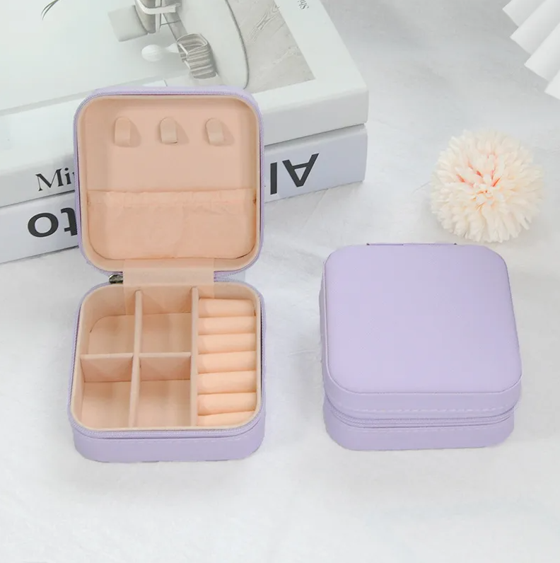 Lavender Luxury Square Travel Jewellery Box - Accessories - 18k Gold Plated Waterproof Jewellery - Collection 9