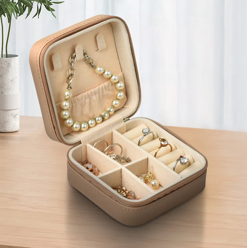 Apricot Square Luxury Travel Jewellery Box - Accessories - 18k Gold Plated Waterproof Jewellery - Collection 9