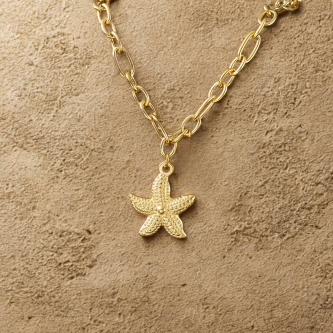 Gold Pearl Starfish Chain Link Necklace - Jewelry - 18k Gold Plated Waterproof Jewellery - Collection 9