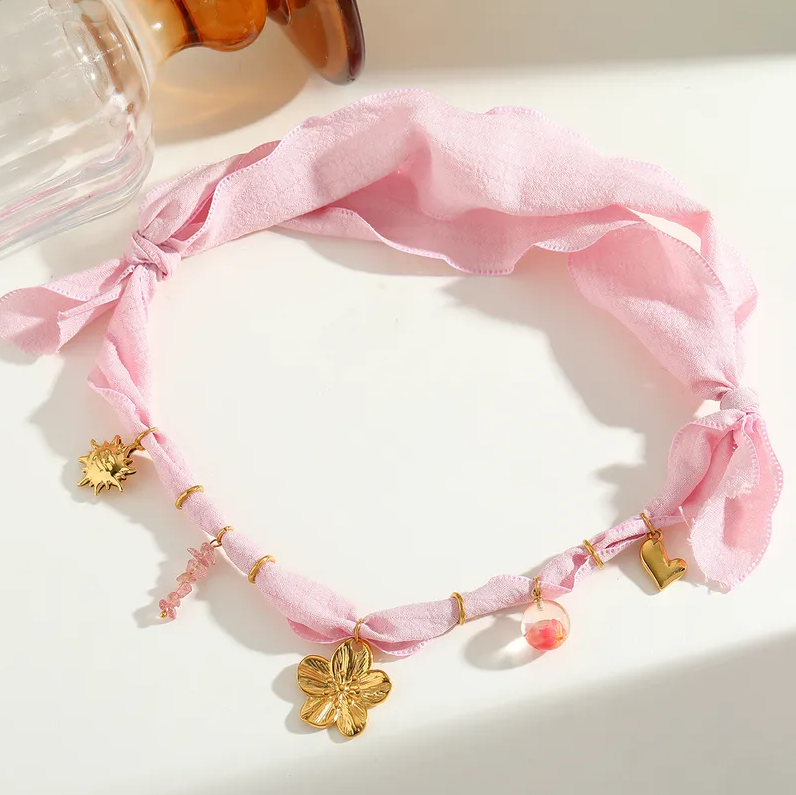 Ribbon Charm Necklace - Jewelry - 18k Gold Plated Waterproof Jewellery - Collection 9