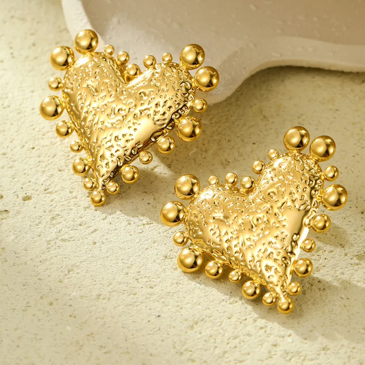 Golden Heart Stud Earrings - Earrings - 18k Gold Plated Waterproof Jewellery - Collection 9