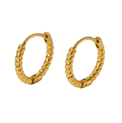 Golden Twisted Hoop Earrings - Earrings - 18k Gold Plated Waterproof Jewellery - Collection 9