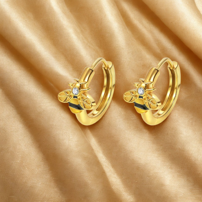 Golden Bee Hoop Earrings - Earrings - 18k Gold Plated Waterproof Jewellery - Collection 9