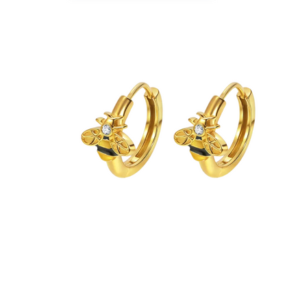 Golden Bee Hoop Earrings - Earrings - 18k Gold Plated Waterproof Jewellery - Collection 9