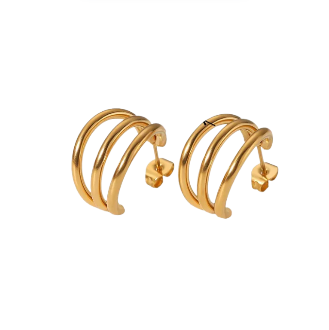 Golden Triple Ear Cuff Earrings - Earrings - 18k Gold Plated Waterproof Jewellery - Collection 9