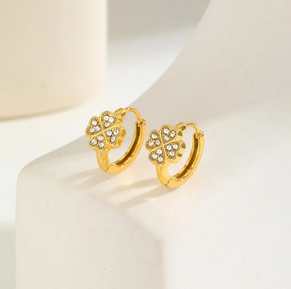 Golden Clover Hoop Earrings - Earrings - 18k Gold Plated Waterproof Jewellery - Collection 9