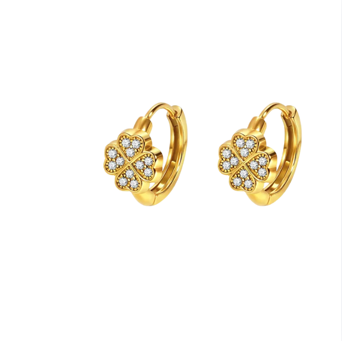 Golden Clover Hoop Earrings - Earrings - 18k Gold Plated Waterproof Jewellery - Collection 9