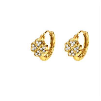 Golden Clover Hoop Earrings - Earrings - 18k Gold Plated Waterproof Jewellery - Collection 9
