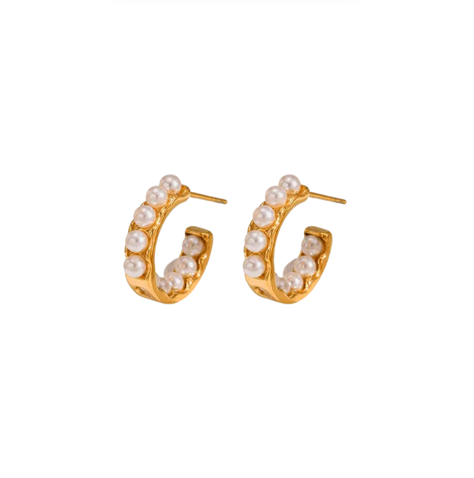 Golden Pearl Mini Hoop Earrings - Earrings - 18k Gold Plated Waterproof Jewellery - Collection 9