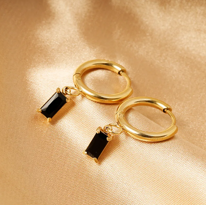 Golden Crystal Drop Hoop Earrings - Earrings - 18k Gold Plated Waterproof Jewellery - Collection 9
