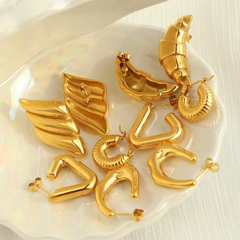 Molten Wave Hoop Earrings - Jewelry - 18k Gold Plated Waterproof Jewellery - Collection 9