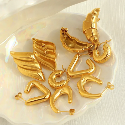 Molten Wave Hoop Earrings - Jewelry - 18k Gold Plated Waterproof Jewellery - Collection 9