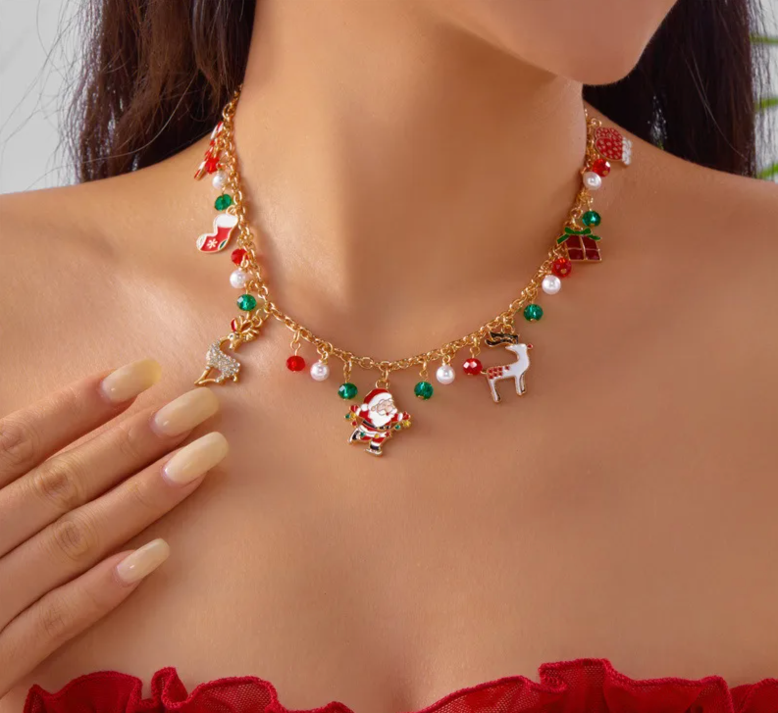 Multi Charm Christmas Necklace - Necklaces - 18k Gold Plated Waterproof Jewellery - Collection 9