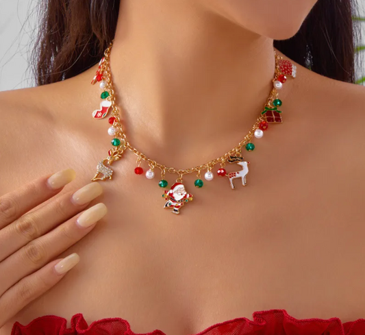 Multi Charm Christmas Necklace - Necklaces - 18k Gold Plated Waterproof Jewellery - Collection 9