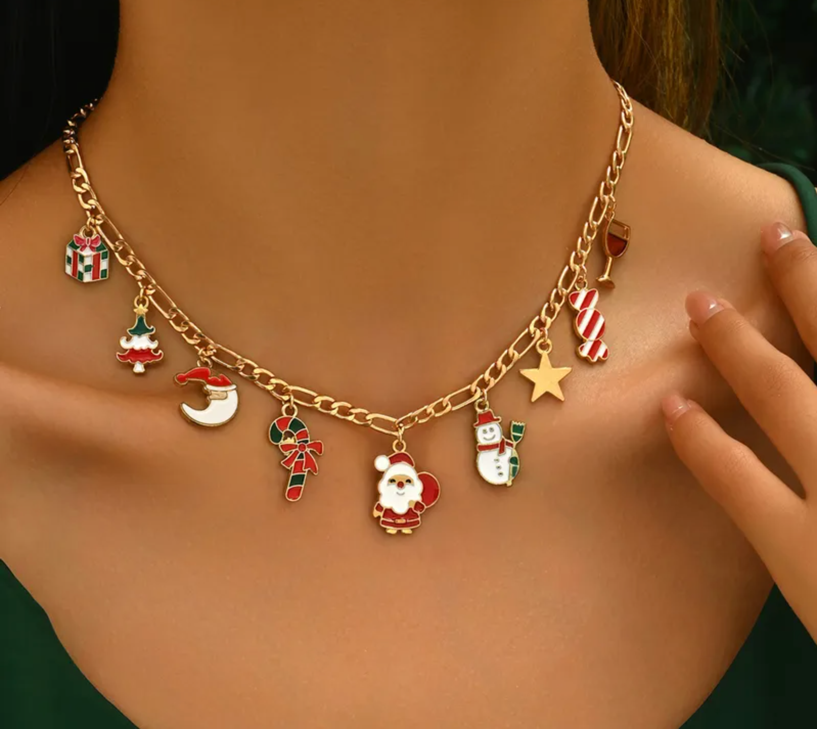 Figaro Chain Christmas Charm Necklace - Necklaces - 18k Gold Plated Waterproof Jewellery - Collection 9